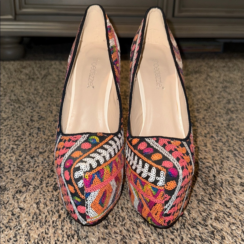 Colorful Patterned Platform Heels - image 2